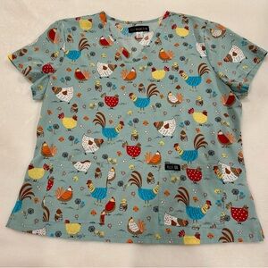 Koi Chicken scrub top size XL